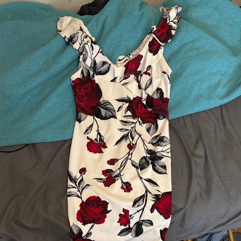 Iris Red and Gray One Shoulder Bodycon Dress